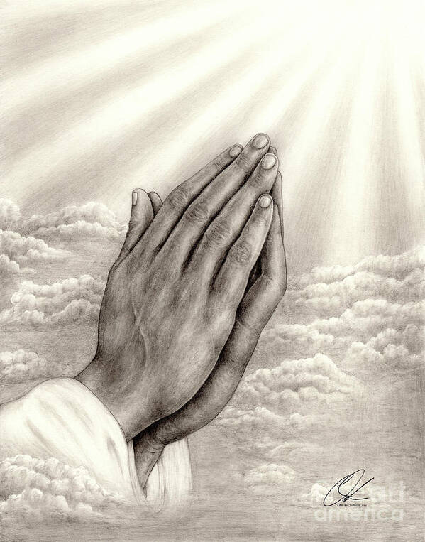 Prayerhands Poster featuring the drawing Praying hands by Omoro Rahim