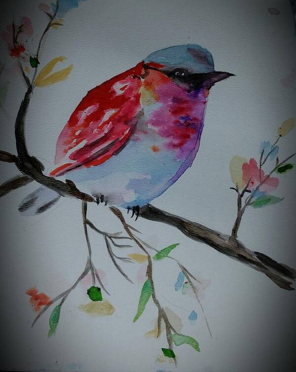 Finch Poster featuring the painting Pretty little Finch by Stacie Siemsen