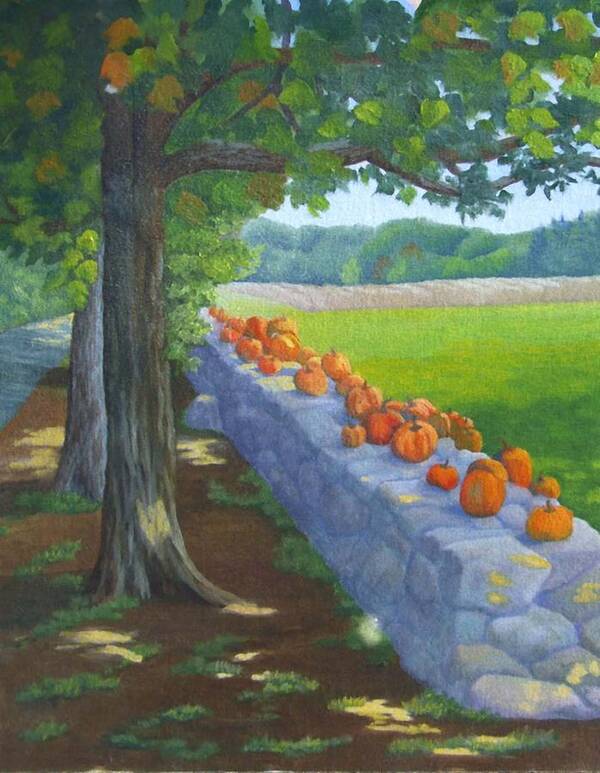 Pumpkins Poster featuring the painting Pumpkin Muster by Sharon E Allen