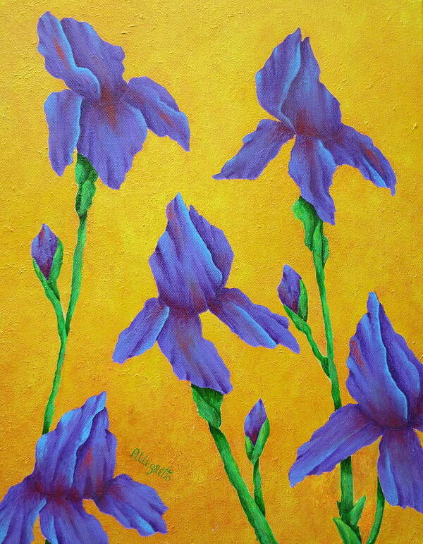 Pamela Allegretto Franz Poster featuring the painting Purple Iris by Pamela Allegretto