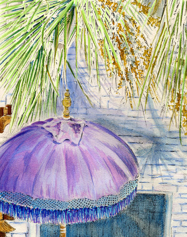 Stucco Poster featuring the painting Purple Umbrella by Thomas Hamm