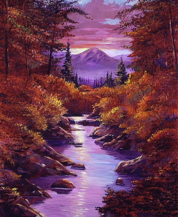 Autumn Poster featuring the painting Quiet Autumn Stream by David Lloyd Glover