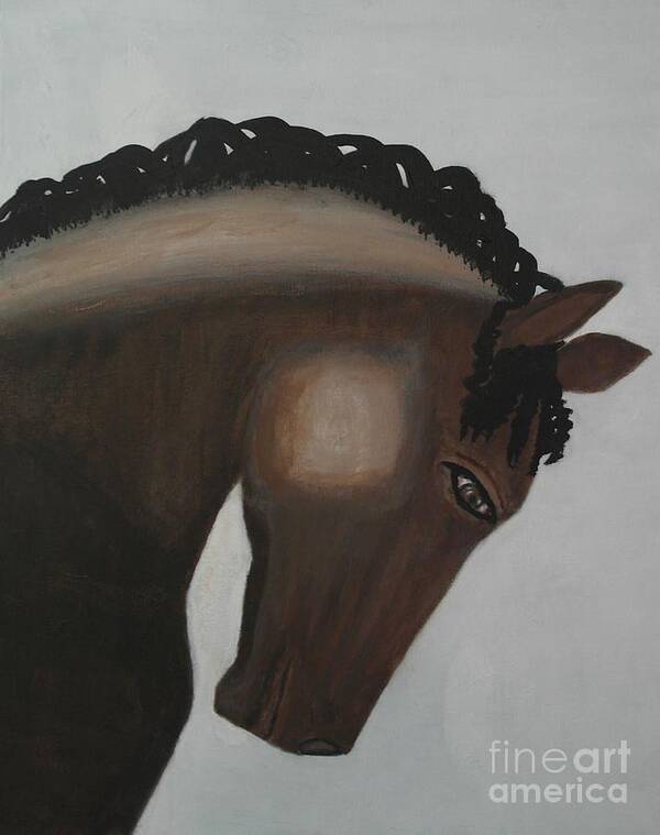 Animal-fine-art-race-horse Poster featuring the painting Race Horse Jane Magnum by Catalina Walker