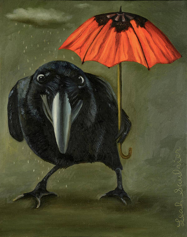 Raven Poster featuring the painting Ravens Rain 2 by Leah Saulnier The Painting Maniac