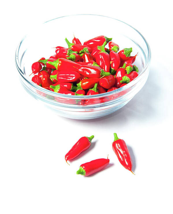 Red Chillies Poster featuring the photograph Red Chillies in a Bowl ii by Helen Jackson