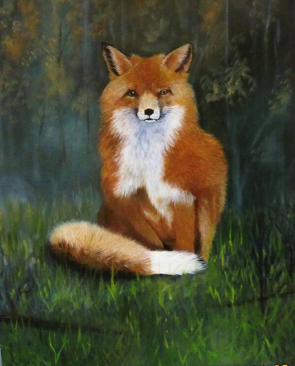 Fox. Renard. Roux Poster featuring the painting Red fox by Jean Yves Crispo
