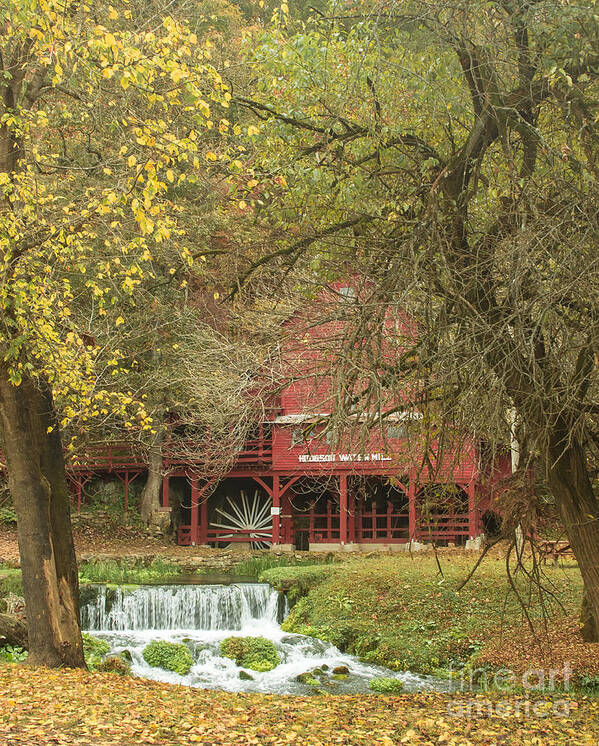 Missouri Poster featuring the photograph Red Mill In Autumn by Robert Frederick