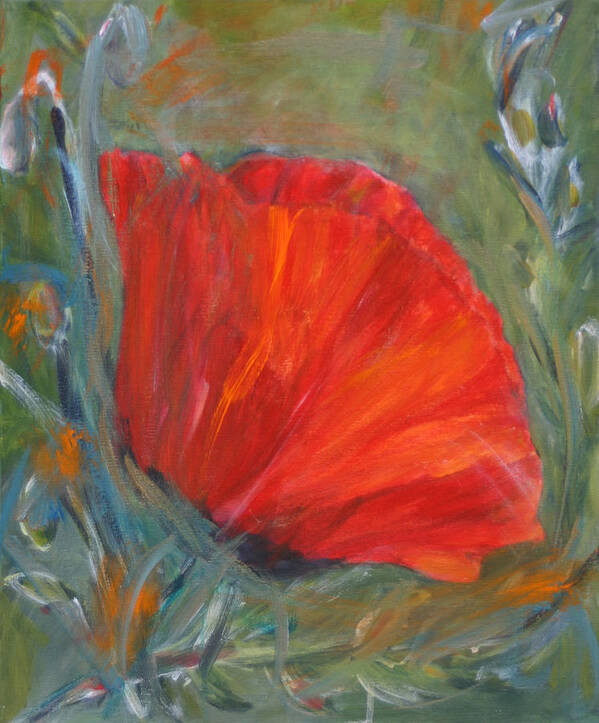 Red Poppy Poster featuring the painting Red Poppy by Denice Palanuk Wilson