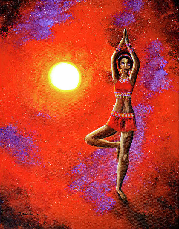 Cosmic Poster featuring the painting Red Tara Yoga Goddess by Laura Iverson