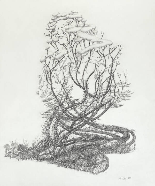Tree Dancer Poster featuring the drawing Remembrance of Times to Come by Mark Johnson