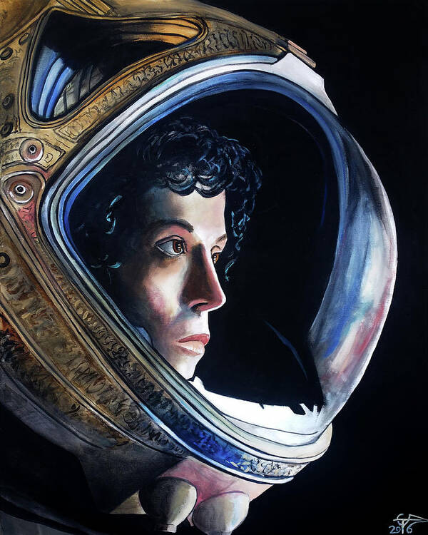 Alien< Tom Carlton Art Poster featuring the painting Ripley by Tom Carlton