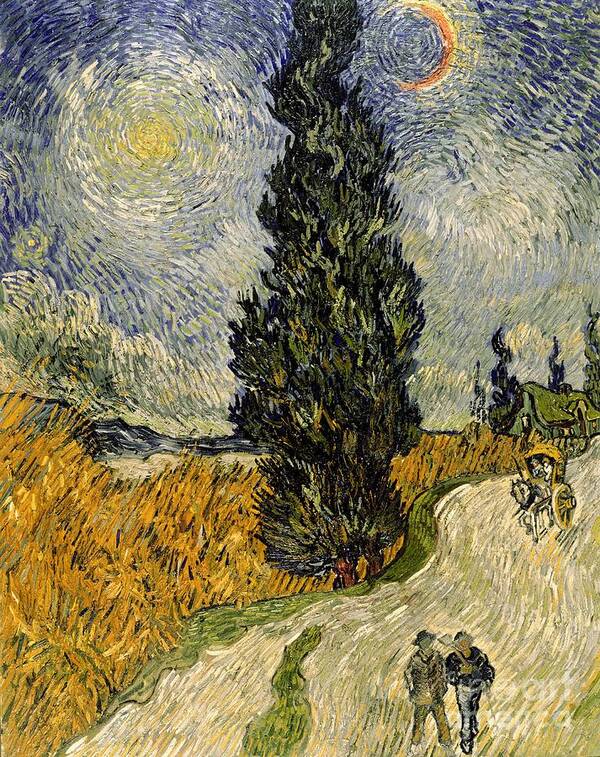 Road Poster featuring the painting Road with Cypresses by Vincent Van Gogh