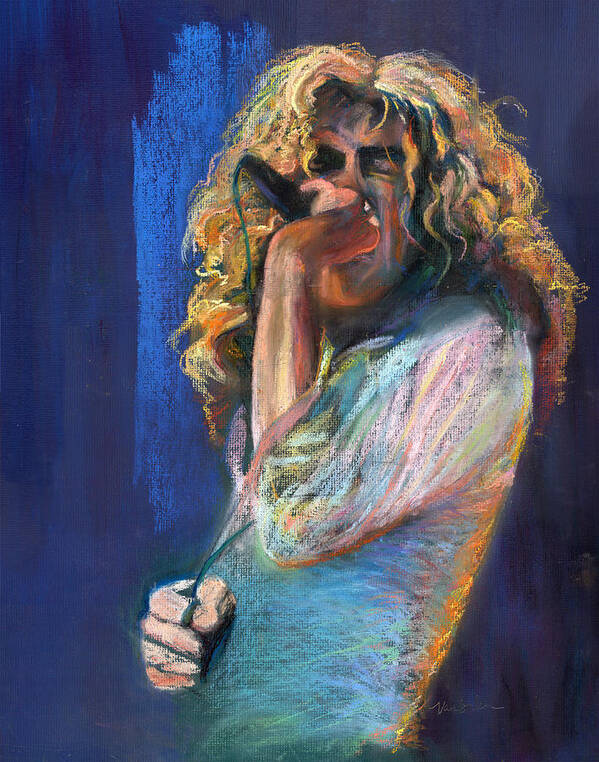  Robert Plant Poster featuring the pastel Robert Plant by Laurie VanBalen