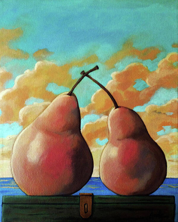 Pears Poster featuring the painting Romantic Pear by Linda Apple