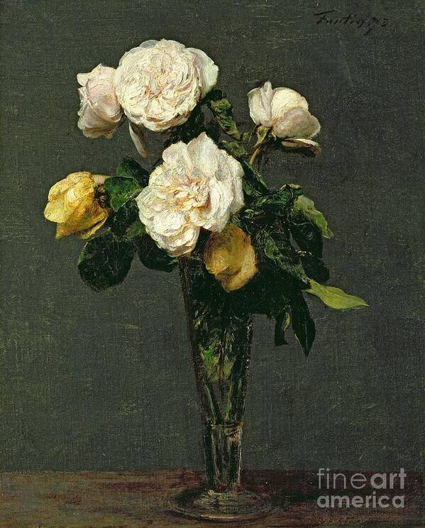 Roses Poster featuring the painting Roses in a Champagne Flute by Henri Fantin-Latour