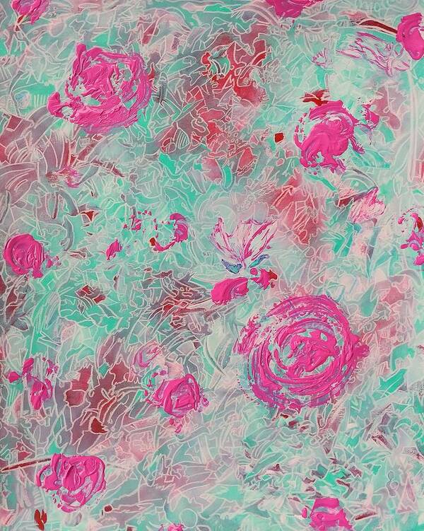 Abstract Poster featuring the painting Roses In Water by Teresa Fry