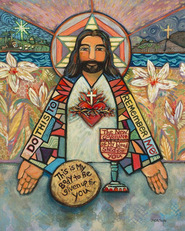 Jen Norton Poster featuring the painting Sacred Heart of Jesus by Jen Norton
