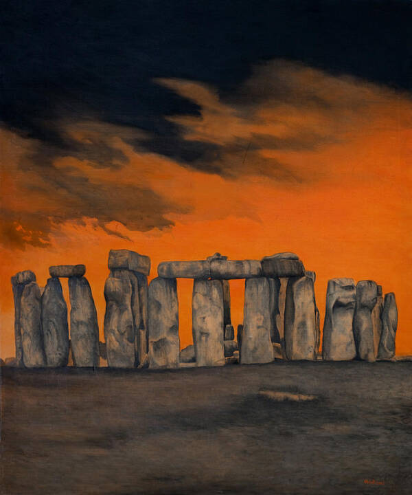 Stonehenge Poster featuring the painting Sacred Spaces 1 by Joe Michelli