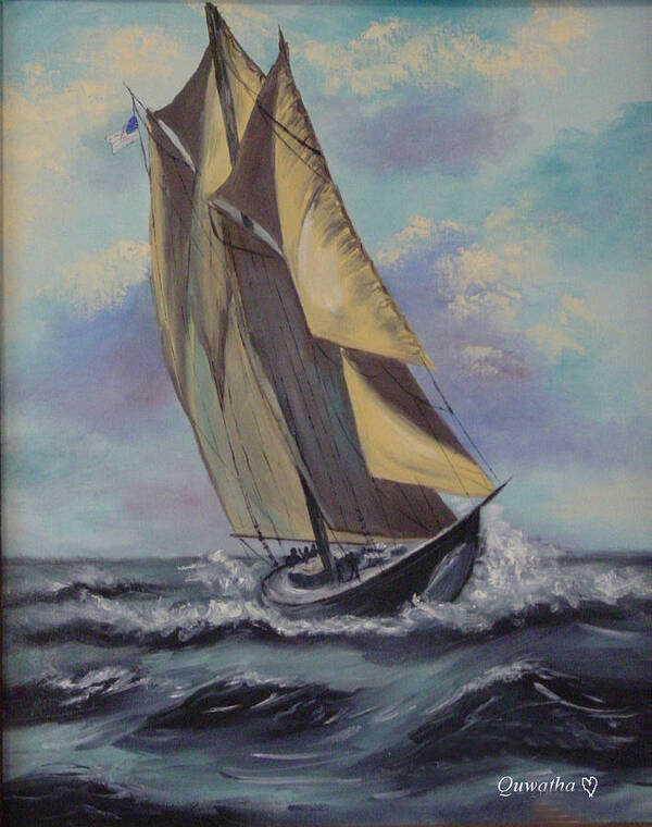 Ocean Poster featuring the painting Sailing by Quwatha Valentine