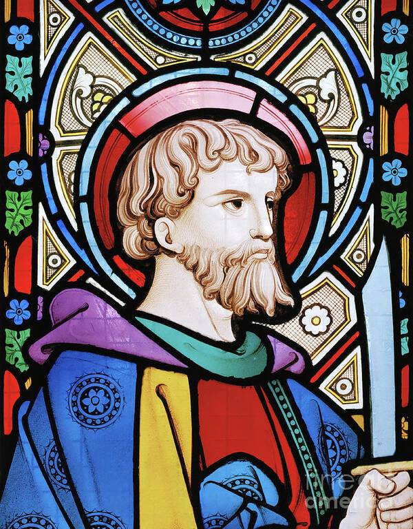 St Bartholomew Poster featuring the glass art Saint Bartholomew by Robert Turnill Bayne