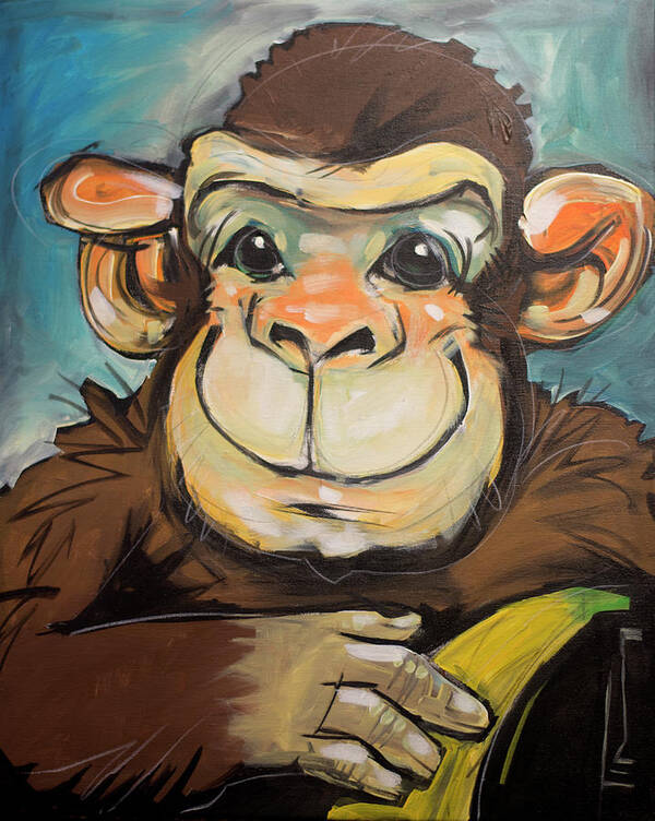 Monkey Poster featuring the painting Sam the Monkey by Tim Nyberg