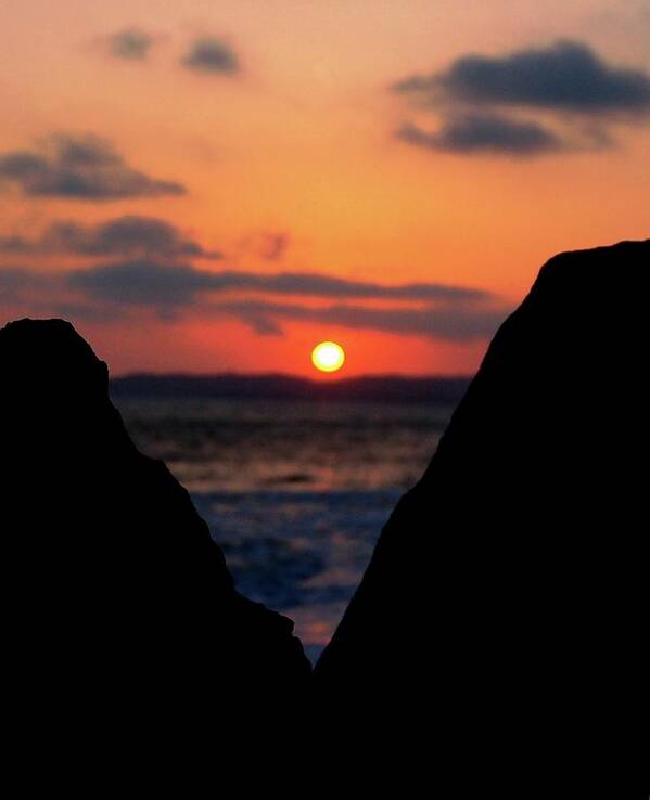Sunset Poster featuring the photograph San Clemente Beach Rock View Sunset Portrait by Matt Quest