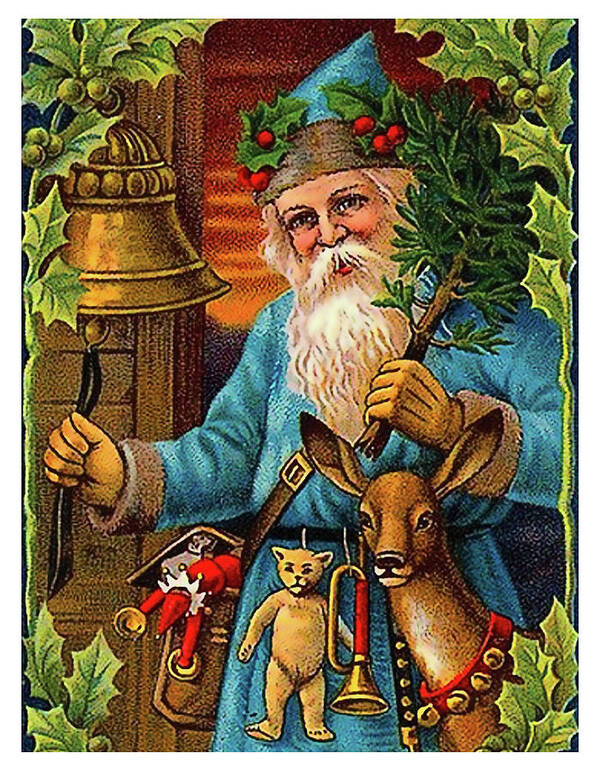 Santa Claus Poster featuring the painting Santa Claus ringing a bell by Long Shot