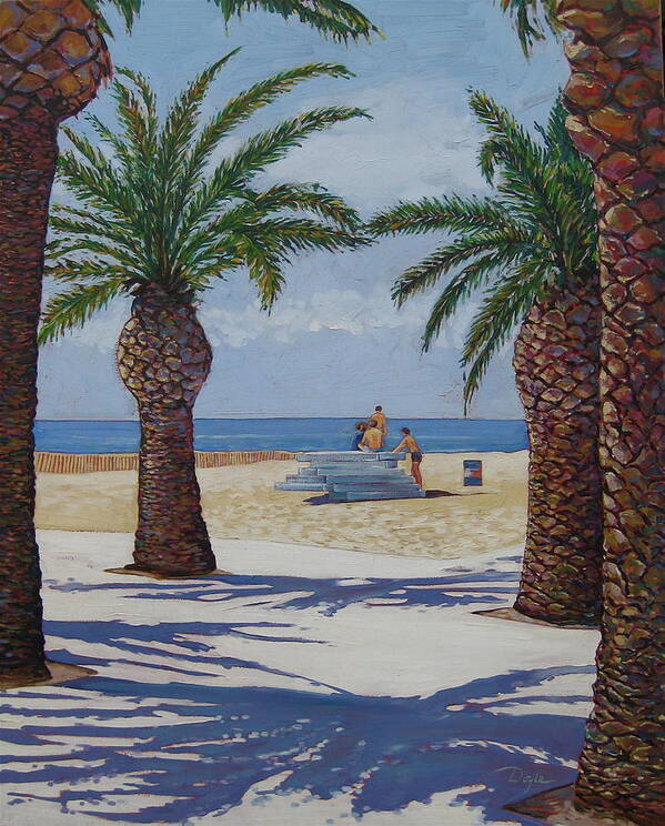 Beach Poster featuring the painting Santa Monica Beach by Karen Doyle