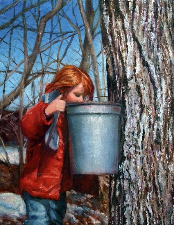 Winter Series Poster featuring the painting Sap Bucket by Marie Witte