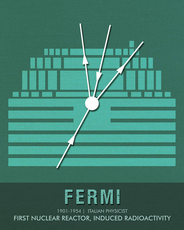 Fermi Poster featuring the mixed media Science Posters - Enrico Fermi - Physicist by Studio Grafiikka