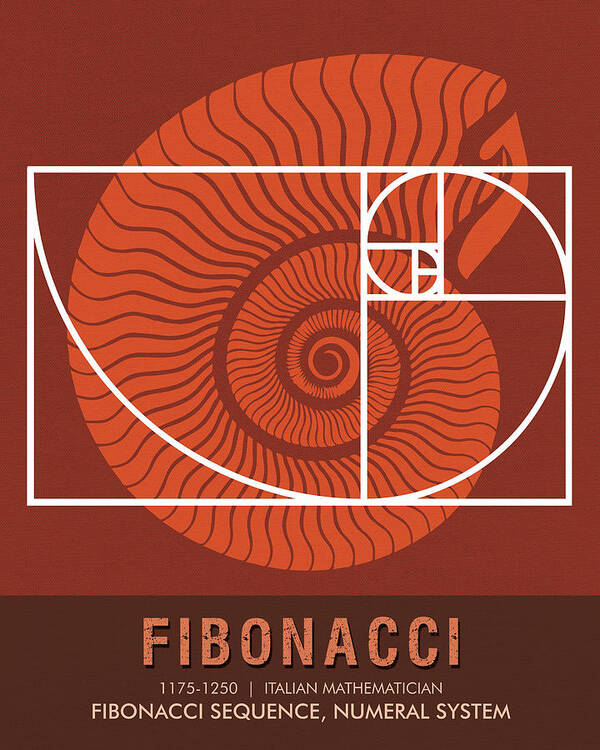 Fibonacci Poster featuring the mixed media Science Posters - Fibonacci - Mathematician by Studio Grafiikka