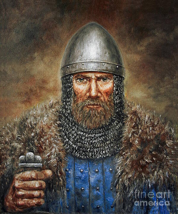 Warrior Poster featuring the painting Semigalian Chieftain by Arturas Slapsys