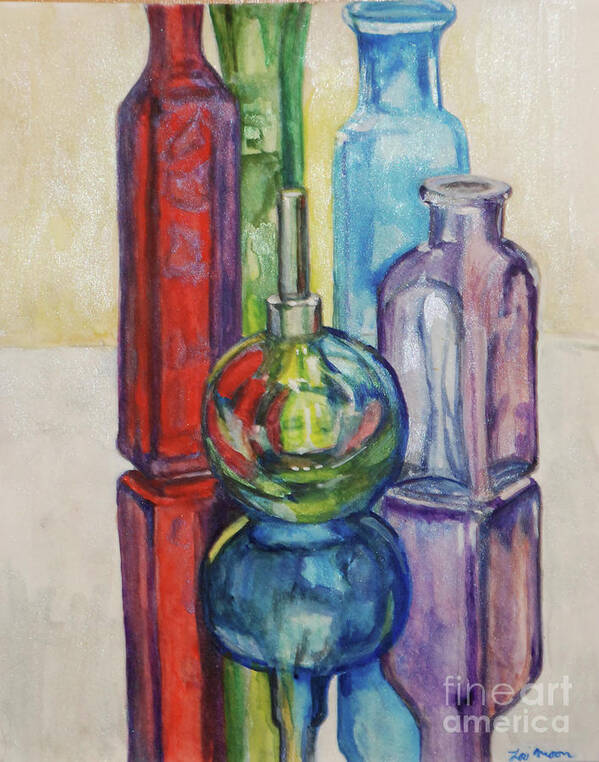 Still-life Poster featuring the painting Shimmering Glass by Lori Moon