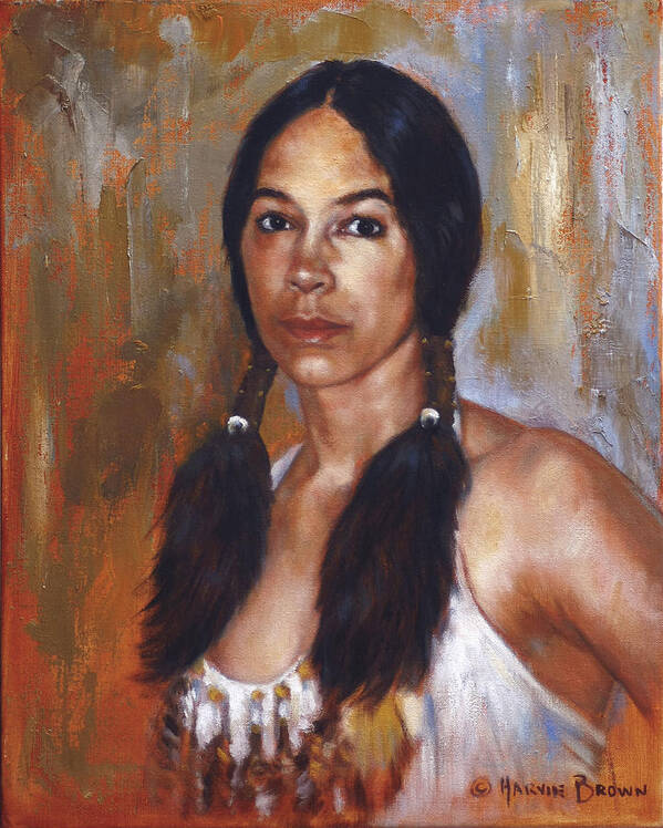 Sioux Woman Poster featuring the painting Sioux Woman by Harvie Brown