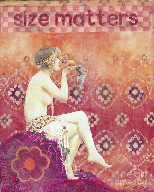 Sensual Poster featuring the mixed media Size Matters by Desiree Paquette