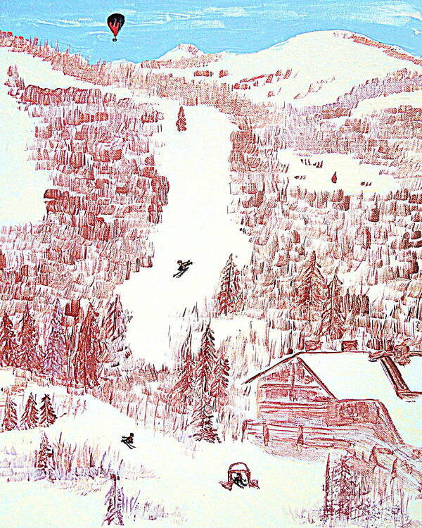 Ski Poster featuring the painting Skiing Deer Valley Utah by Richard W Linford