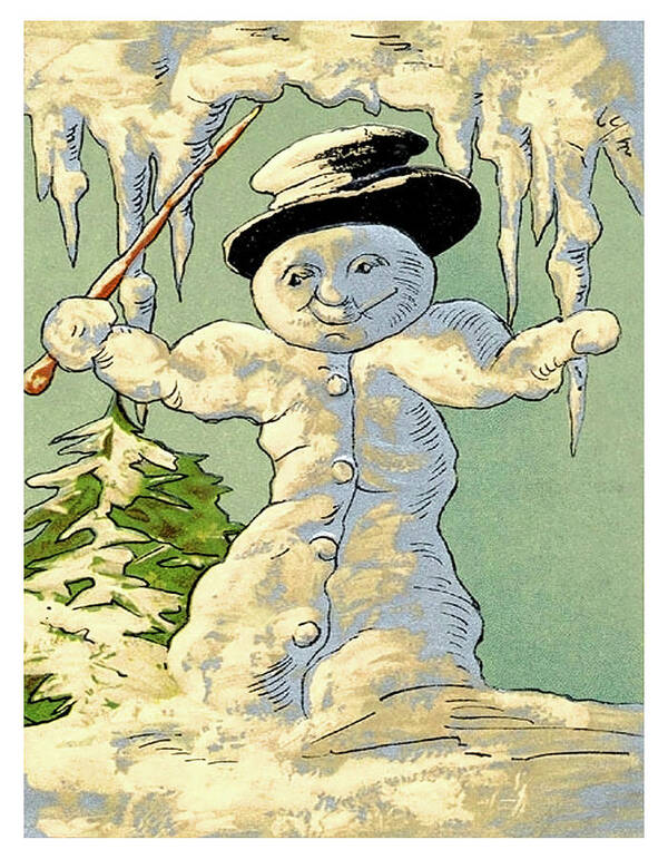 Snowman Poster featuring the painting Snowman conductor by Long Shot