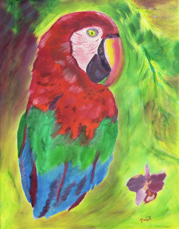 Macaw Poster featuring the painting Song of the Rainforest by Meryl Goudey
