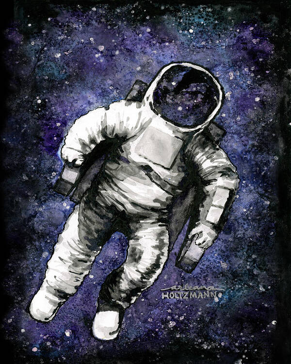 Astronaut Poster featuring the painting Spaaaaace by Arleana Holtzmann