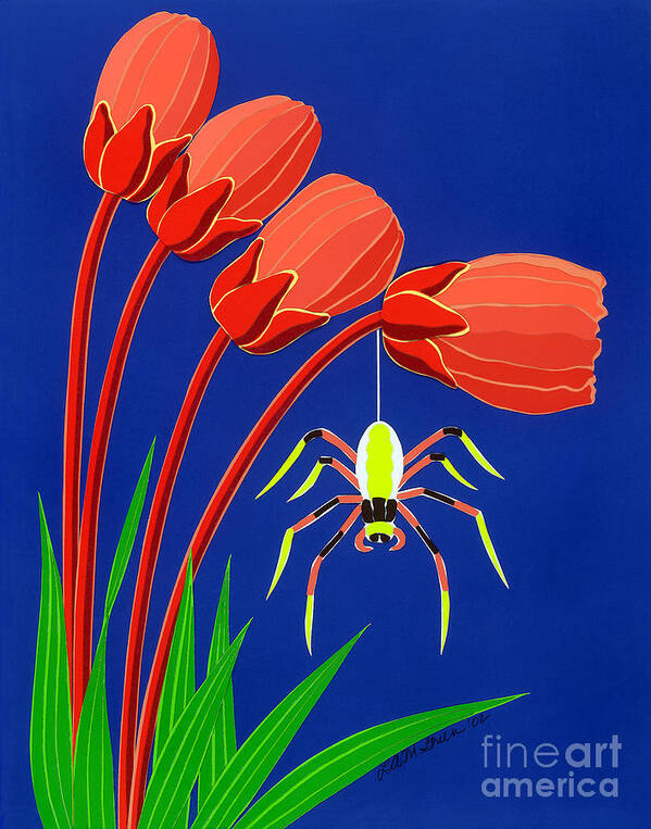 Nature Poster featuring the drawing Spider by Lucyna A M Green