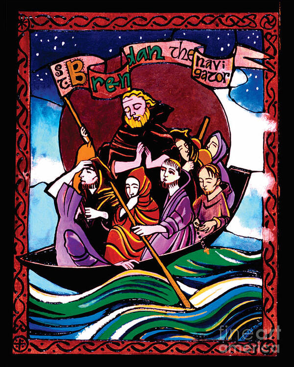 St. Brendan The Navigator Poster featuring the painting St. Brendan the Navigator - MMBRE by Br Mickey McGrath OSFS