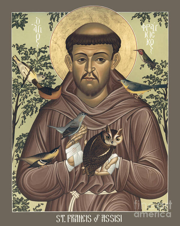 St. Francis Of Assisi Poster featuring the painting St. Francis of Assisi - RLFOA by Br Robert Lentz OFM