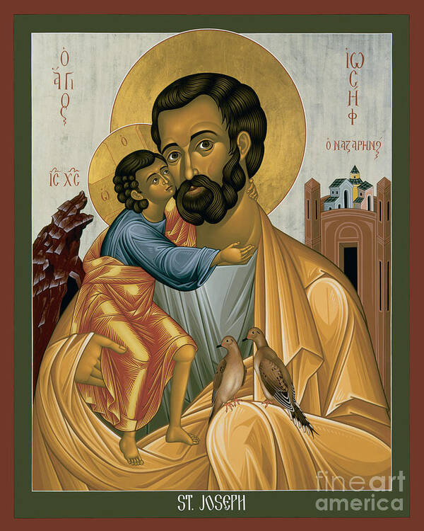 St. Joseph Of Nazareth Poster featuring the painting St. Joseph of Nazareth - RLJNZ by Br Robert Lentz OFM