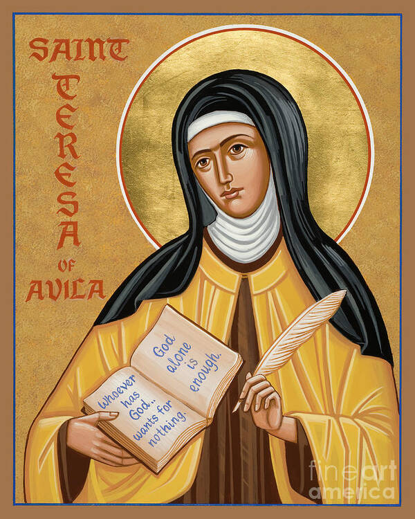 St. Teresa Of Avila Poster featuring the painting St. Teresa of Avila - JCTOV by Joan Cole