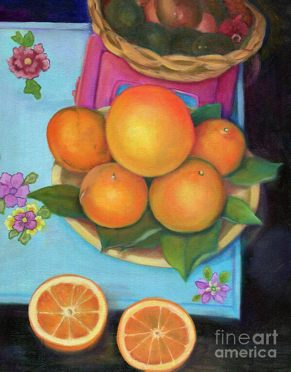 Still Life Poster featuring the painting Still Life Oranges and Grapefruit by Marlene Book