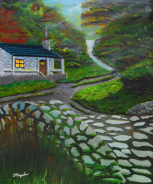 Stone Cabin Poster featuring the painting Stone Cabin by David Bigelow