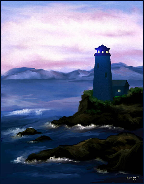 Digital Art Poster featuring the painting Stormy Blue Night by Susan Kinney