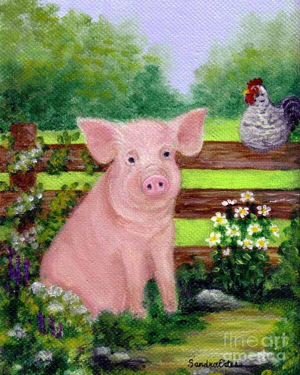 Pig Poster featuring the painting Storybook Pig by Sandra Estes