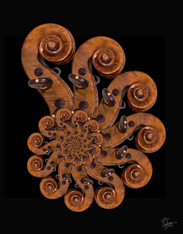 Stradivarius Poster featuring the photograph Stradivarius Scroll Spiral by Endre Balogh