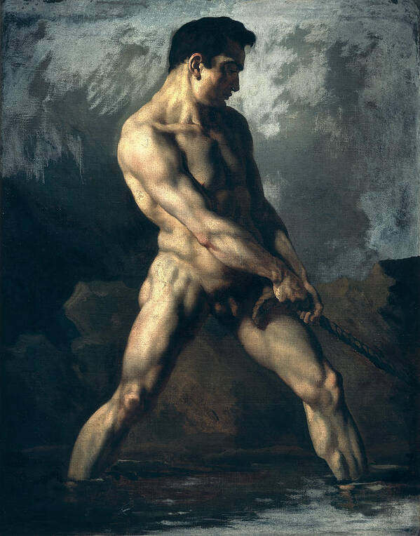 Study Poster featuring the painting Study of a Male Nude by Theodore Gericault